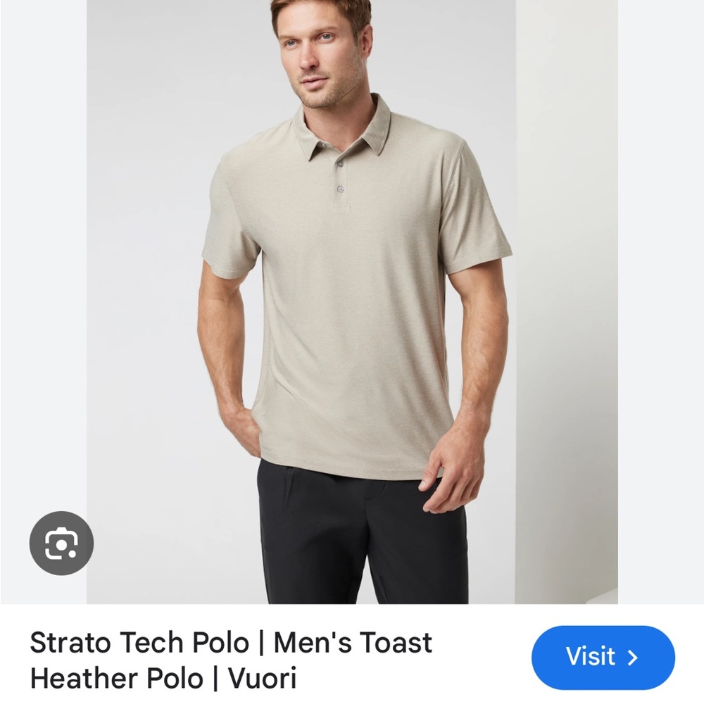 Vuori Mens Strato Tech Polo in Toast Heather